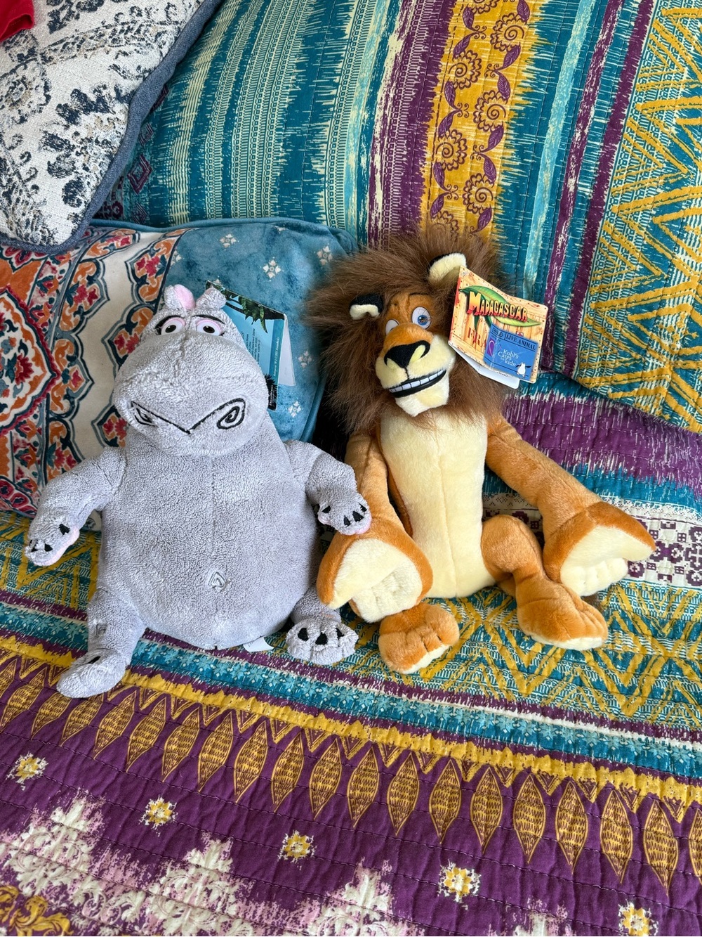 DreamWorks Madagascar Plush Set Gloria the Hippo & Alex The Lion With Tags